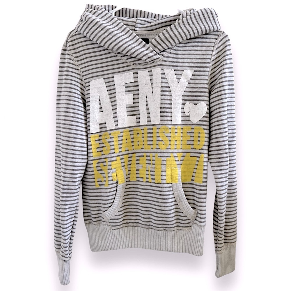 Y2K American Eagle Cozy Vintage Graphic Stripe Hoodie Size Small